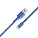PROMATE 1M USB-A to Lightning Connector Super Flexible Cable. Supports 2A Charging & 480Mbps Data Transfer. Blue Colour.  