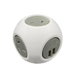 JACKSON 0.9m 4-way mountable power block. 2x USB-A (fast charge 2.1A). Overload protection. Includes mounting plate. Colour White/Grey finish. PT5700