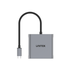 UNITEK USB-C to Dual HDMI Adapter. Supports Up to 4K@60Hz. Supports Multi-Screen (MST) HDCP 2.2. Bus-powered. Plug & Play. Supports Screen Mirroring & Extending on Windows OS. V1404B