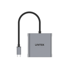 UNITEK USB-C to Dual HDMI Adapter. Supports Up to 4K@60Hz. Supports Multi-Screen (MST) HDCP 2.2. Bus-powered. Plug & Play. Supports Screen Mirroring & Extending on Windows OS. V1404B