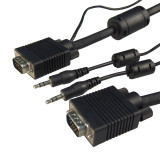 DYNAMIX 5m VGA Male/Male Cable with 3.5mm Male/Male Audio Lead - 450mm. BLACK Colour - Coaxial Shielded