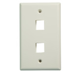 DYNAMIX Dual Port Face Plate for RJ45 110 Keystone Jacks. NOTE Jack pins at top of plate when installed vertically - on side when installed horizontally.
