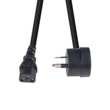 DYNAMIX 2M 3-Pin TAPON Ended Plug to IEC C13 Female Connector 10A SAA Approved Power Cord. 1.0mm copper core. BLACK Colour.