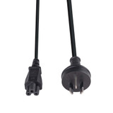 DYNAMIX 2M 3-Pin to C5 Clover Shaped Female Connector 7.5A. SAA approved Power Cord. 0.75mm copper core. BLACK Colour.