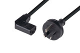 DYNAMIX 2M 3-Pin Plug to Right Angled IEC C13 Female Connector 10A SAA Approved Power Cord. 1.0mm copper core. BLACK Colour.