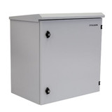 DYNAMIX 12RU Outdoor Wall Mount Cabinet 611x625x640mm (WxDxH). IP65 Rated with Lockable Front Door No Fans or Filters. Wall Mount Included. Made from Rolled Steel. Grey Colour.