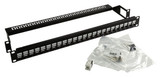 DYNAMIX Cat6A 180 Unshielded Keystone patch panel -  24 Port with cable management - 1U Unloaded Panel with 24x FP-C6AUTP-02BK Keystone Jacks