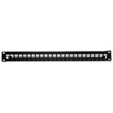 DYNAMIX Cat6A 180 Unshielded Keystone patch panel -  24 Port with cable management - 1U Unloaded Panel with 24x FP-C6AUTP-02BK Keystone Jacks