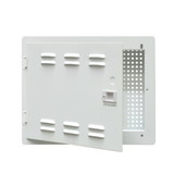 DYNAMIX 14'' Network Enclosure Recessed Wall Mount - Vented Lid - Cable/GPO Knock outs. Installs: 400 mm Centre Stud. Cut out OD: 355x 276 x 99mm. Incl. Installation Accessories - Earth Kit