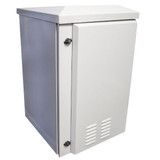 DYNAMIX 12RU Vented Outdoor Wall Mount Cabinet. Ext Dims 611x625x640 IP45 rated. Lockable front door. Supplied with dual extractor fans - and input/output air filters. Made from rolled steel. Grey