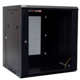 DYNAMIX LITE 12RU Swing Wall Mount Cabinet. Right hand mounted. The LITE version excludes fixed shelves and fans. Includes 10x cage nuts. Gloss black colour.