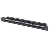 DYNAMIX 24 Port 19'' Cat6 UTP Patch Panel with plastic labelling kit. Rear Support Bar. T568A & T568B Wiring. Dual 110/Krone IDC.