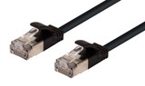 DYNAMIX 2.5m Cat6A S/FTP Black Ultra-Slim Shielded 10G Patch Lead (34AWG) with RJ45 Gold Plated Connectors. Supports PoE IEEE 802.3af (15.4W).