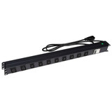 DYNAMIX 10 Outlet Vertical Power Rail (8x 10A IEC C13 & 2x 16A IEC C19). with 6KA C-Curve Circuit Breaker. Integrated 2m power cord (16A IEC C20) 0RU. Colour Black.