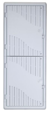 DYNAMIX 42'' Recessed Plastic Network Enclosure - WiFi Ready - Slim Vented Lid - Dual GPO and Cable Entry Knock Outs.