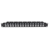 DYNAMIX 16 Port Unloaded Patch Panel - Shuttered Keystone Inserts - 1RU