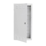 DYNAMIX 28'' FTTH Network Enclosure Recessed Wall Mount with Vented Lid Cable & Dual GPO Knock outs. Installs: 400mm Centre Stud. Cut out OD: 355 x 725 x 90mm. Incl. Installation Accessories - Earth Kit