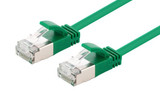 DYNAMIX 0.5m Cat6A S/FTP Green Ultra-Slim Shielded 10G Patch Lead (34AWG) with RJ45 Gold Plated Connectors. Supports PoE IEEE 802.3af (15.4W).