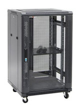 DYNAMIX 18RU Server Cabinet 800mm Deep (600x 800x1008mm) Includes 1x Fixed Shelf, 4x Fans, 25x Cage Nuts 4x Castors & 4x Levelling Feet, Glass Front Door. Bifold Mesh Rear Door. Black