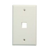 DYNAMIX Single Port Face Plate for RJ45 110 Keystone Jacks. NOTE Jack pins at top of plate when installed vertically, on side when installed horizontally.