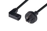 DYNAMIX 2M 3-Pin Plug to Right Angled IEC C13 Female Connector 10A SAA  Approved Power Cord. 1.0mm copper core. BLACK Colour.