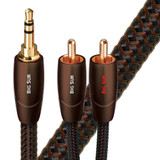 AUDIOQUEST Big Sur 2M 3.5mm to 2 RCA. Solid perf surface Copper plus. Gold Plated/cold welded termination. Foamed-Polyethylene dielectric. Metal layer noise dissi pation. Jacket- brown - black braid