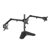 BRATECK 13"-27" Triple Monitor Economy Desk Mount Stand. Detachable VESA Plate - Max 7kgs Per Arm. Rotate - Tilt & Swivel. Hight Adjustable - Cable Management - VESA 75x75 & 100x100. Matte Black