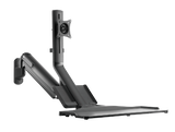 BRATECK 17-32" Wall Mount Single Monitor Gas Spring Sit-Stand Workstation. Folding Keyboard Tray. Counter-Balance Gas Spring. Integrated Ball-Joint. 2nd Storage Tray. Easy Height Adjust. WWS05-01-P01
