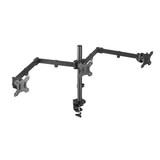 BRATECK 13"-27" Triple Monitor Economy Desk Mount Bracket. Detachable VESA Plate - Max 7kgs Per Arm. Rotate - Tilt & Swivel. Desk & Grommet Options Included. VESA 75x75 & 100x100. Matte Black