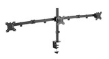 BRATECK 13"-27" Triple Monitor Economy Desk Mount Bracket. Detachable VESA Plate - Max 7kgs Per Arm. Rotate - Tilt & Swivel. Desk & Grommet Options Included. VESA 75x75 & 100x100. Matte Black