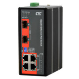 CTC UNION 4 Port Gigabit Unmanaged PoE Switch. -10C ~60C. 4x 10/100/1000Base-T(X) - plus 2x100 /1000Base-X SFP. PoE+ power budget 120W. Power consumption V DC/W: 24/143.3 - 48/138.2. Din-kit inclu.