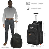 EVERKI Atlas Wheeled Laptop Backpack. Fits Notebooks 13-17.3''. Felt-lined iPad/Kindle/tablet Pocket. Smooth, Quiet Wheels. RFID Protected Pocket. Hidden Wide, Comfortable & Well Padded Straps.