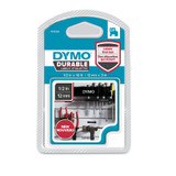 DYMO Genuine D1 Extra-Strength Durable Labels. 12mm x 3m white on Black. Stronger than standard D1 labels. Dishwasher safe - Extra strength adhesive - Chemical - solvent - oil - & water resistant.