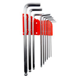 GOLDTOOL 9-Piece Ball Point Long Arm Hex Key Set. Includes: 1.5 - 2 - 2.5 - 3 - 4 - 5 - 6 - 8 - 10mm.