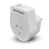 JACKSON Slim Outbound Travel Adaptor 1x USB-A and 1x USB-C (2.1A) Charging Ports. Converts NZ/AUS Plugs for use in UK - Hong Kong & More.