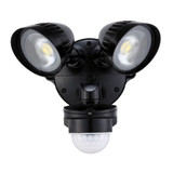 HOUSEWATCH 20W Twin LED 2x Spotlights with Motion Sensor. IP54. Passive IR. 22m Detection Range. Detection Angle 240 Degree. 4000 Lumens. Timing & Lux Adjustments. Black Colour.