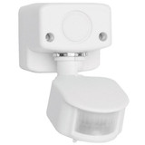 HOUSEWATCH IP44 Surface Mount Outdoor Infrared Motion Sensor 120 Degree Sensor with Adjustable Time - Distance & Lux. 12V DC/AC Input. Wall/Ceiling Mount. Includes S/S Screws. White.