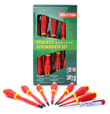 GOLDTOOL 8-Piece Electrical Insulated Screwdriver Set - Ergonomically Designed Handle(s) Designed to Reduce Slipping & Increase Comfort. Hanging Hole for Easy Storage. Heat Treated Tip.