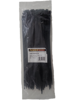 POWERFORCE Cable Tie Black UV 380mm x 7.6mm Weather Resistant Nylon. Pack of 100. Made from U.L. Approved Nylon 6/6 with Flamability Rating of UL 94V-2.