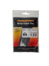 POWERFORCE Cable Tie Black UV 80mm x 2.5mm Weather Resistant Nylon. Pack of 100. Made from U.L. Approved Nylon 6/6 with Flamability Rating of UL 94V-2.