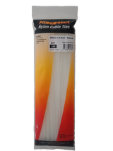 POWERFORCE Cable Tie Natural 300mm x 4.8mm Nylon Pack of 100. Made from U.L. Approved Nylon 6/6 with Flamability Rating of UL 94V-2