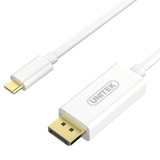 UNITEK 1.8m 4K USB-C to DisplayPort 1.2 Cable in White Plastic Housing. Supports upto 4K@60Hz. Plug & Play. HDCP2.2 for 4K Netfli, Amazon Prime Video & More. USB3.1. Gold Plated Connectors. White. V400A