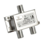 TRIAX RF 2-Way Splitter - 2.4GHz. Coaxial Splitter Ideal for SAT-IF & MATV Distribution Networks. Frequency Range 5-2400 MHz. DC Pass Via Diodes from all Outputs. High Shielding Against Ingress Noise.