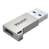 UNITEK USB-A Male to USB-C Female Ultra-Tiny Adaptor with Easy Grip Design. Supports Superspeed 5Gbps. Built Tough with Zinc-Alloy Housing & Keychain Eye. Supports QC3.0 & up to 9V/2A Charging. A1034NI