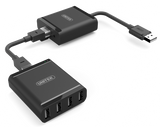 UNITEK 4-Port USB-A Extender Over Cat5e/6/7 Network Cable. Extend up to 60m. Easy Plug & Play. Includes Both Tx & Rx Units. Rx Includes 4x USB-A, 1x RJ45 In Ports. Tx = 1x USB-A, 1x RJ45 Out. Y-2516