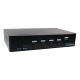 REXTRON 4 Port HDMI USB 3.0 4K UHD KVM Switch with Video Matrix Function. HDCP/EDID Engine Supported in Each Input Port.