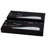 REXTRON Console Extender Allows VGA mouse & keyboard signals to be extended up to 200m using Cat7 UTP/STP Cable. USB console ports on units - supplied with 2-to-1 USB/ VGA 1.8m cables. Black Colour.