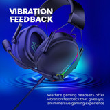 VERTUX Extreme Performance 7.1 Surround Sound Gaming Headset with ENC Microphone & Vibration Feedback. Adjustable Headband and Padded Ear Cups with Immersive RGB Lights and In-line Audio Controls.