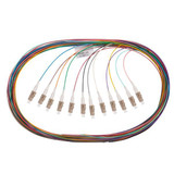 DYNAMIX 2M LC Pigtail OM4 12x Pack Colour Coded, 900um Multimode Fibre, Tight Buffer LSZH Jacket