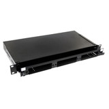 DYNAMIX 19'' 1U Fibre Patch Panel 3x Slot Ver5. Metal Sliding Drawer Black. Supplied with 2x 24 Port Splice Cassette, Cable Management Accessories & Cable Gland